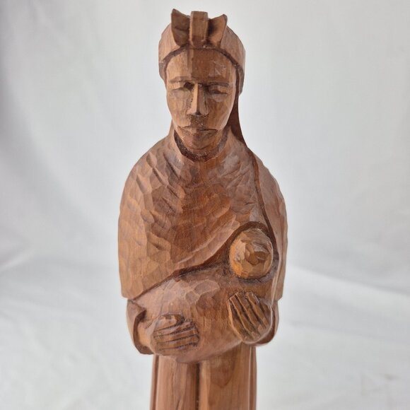 Folk Art Wood Figure Mother with Child - Picture 5 of 16